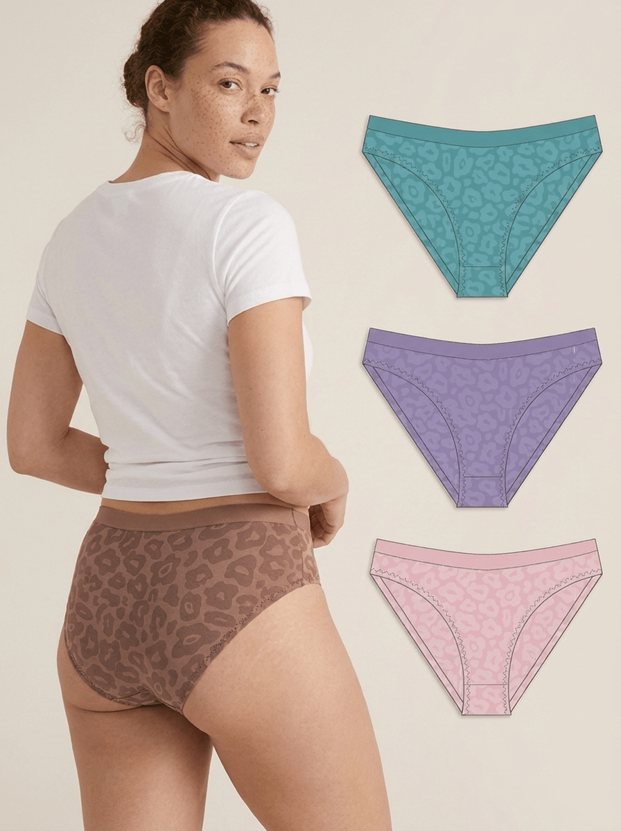 4 PK - Women's Seamless Jacquard Underwear - Leopard Multi - Haute Dreamz