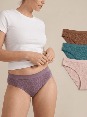 4 PK - Women's Seamless Jacquard Underwear - Leopard Multi - Haute Dreamz