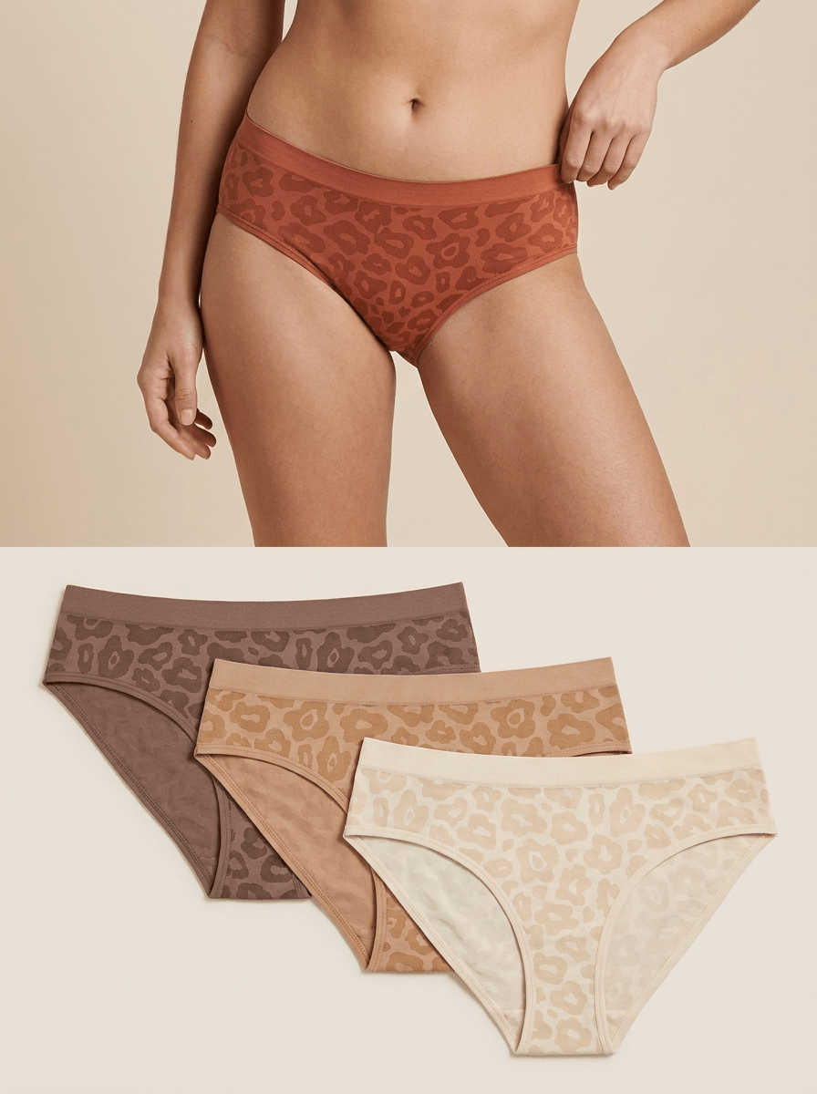 4 PK - Women's Seamless Jacquard Underwear - Leopard Tonal - Haute Dreamz