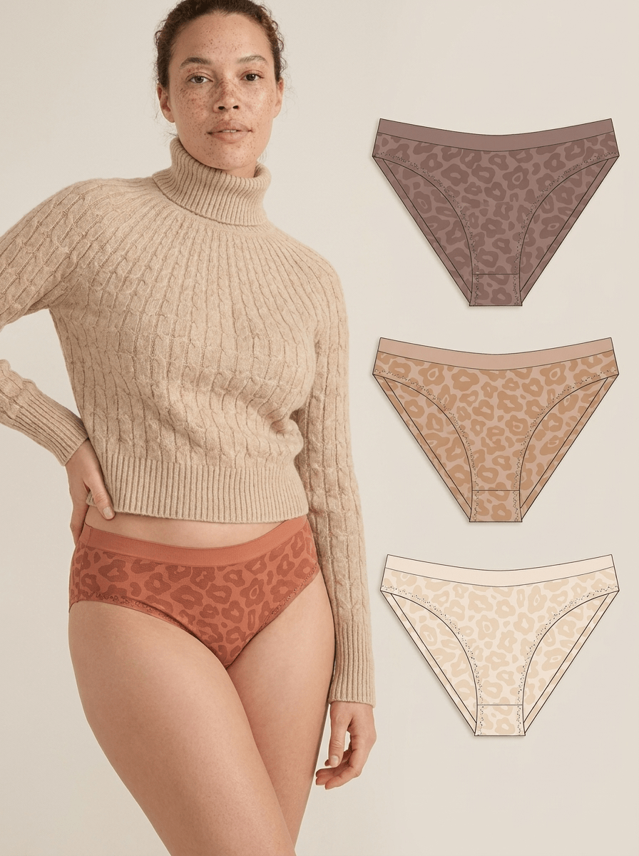 4 PK - Women's Seamless Jacquard Underwear - Leopard Tonal - Haute Dreamz