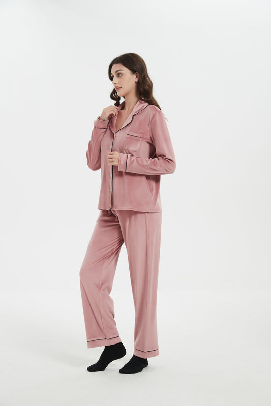 Velour Plush Pajama Set with Socks