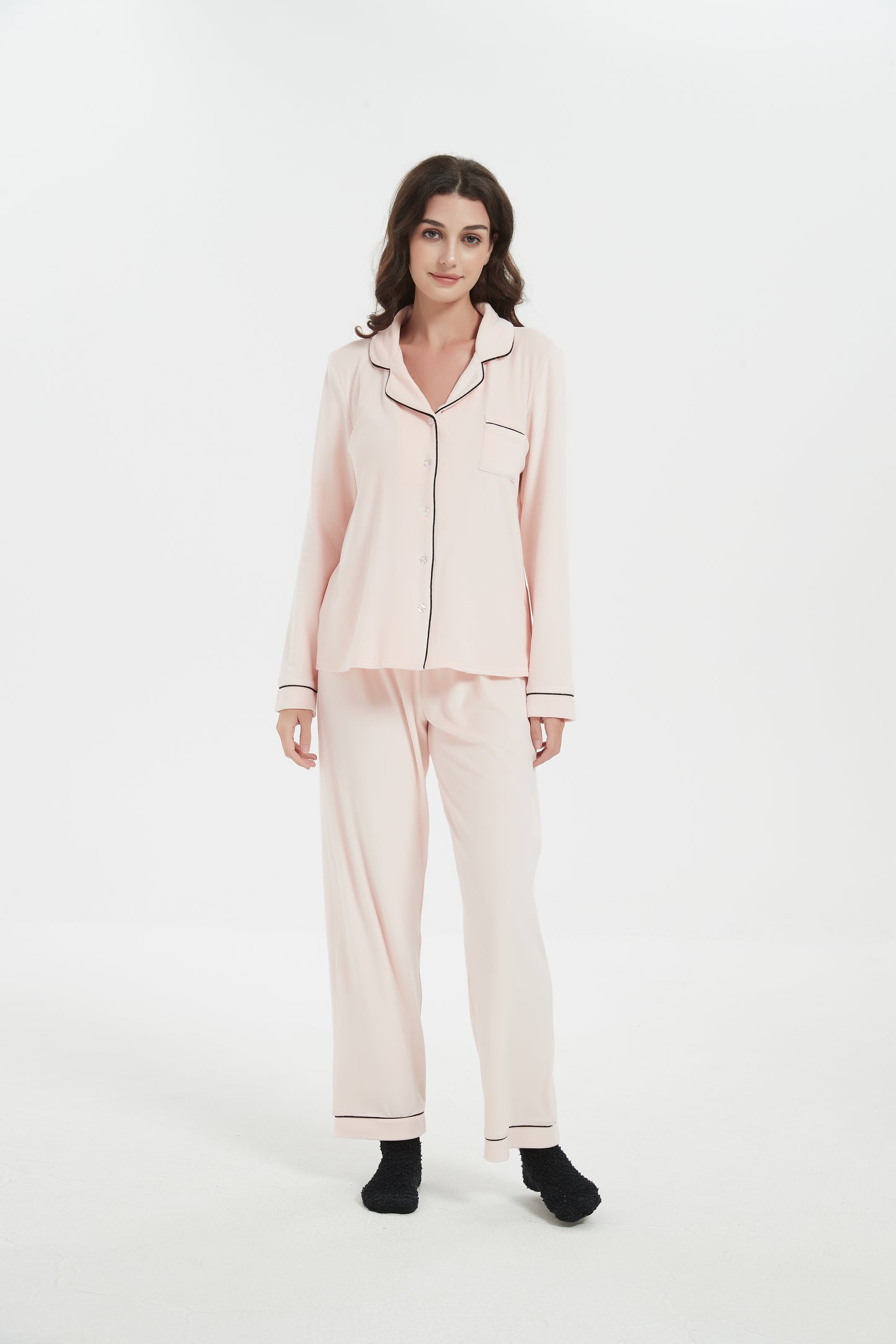 Velour Plush Pajama Set with Socks