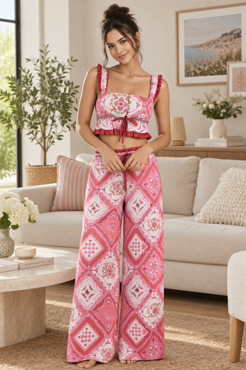 FLORAL PRINT CROP CAMI PJ SET