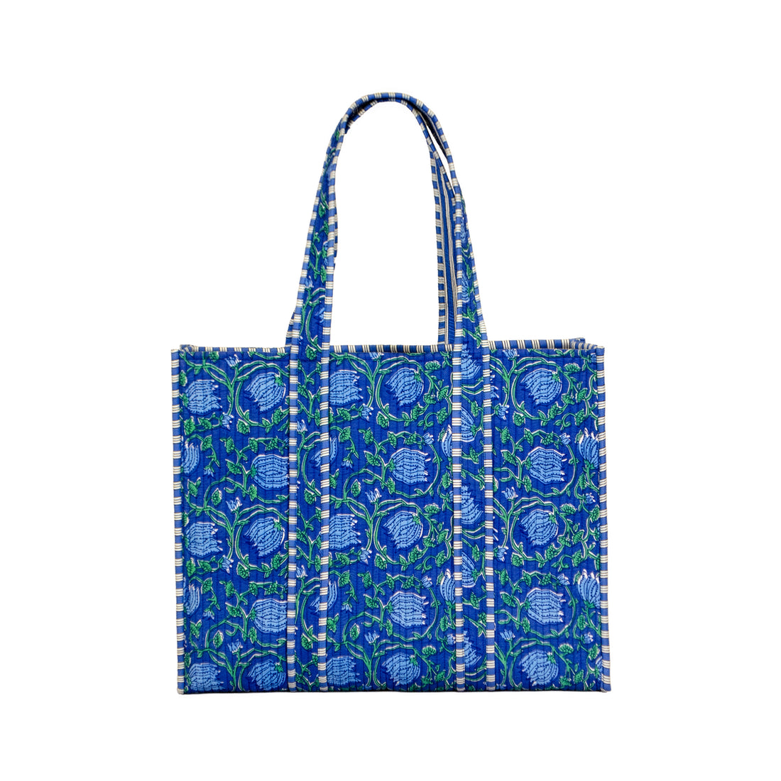 Blue Rose Quilted Tote Bag