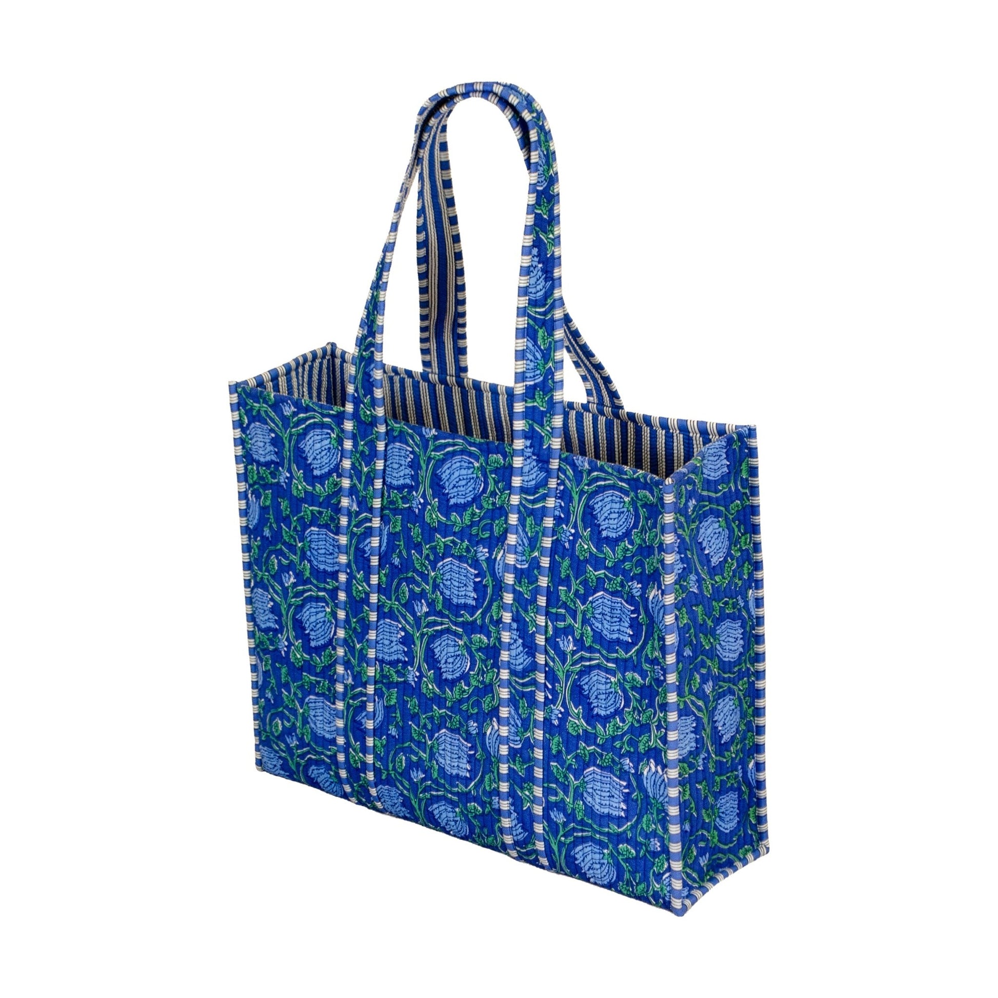 Blue Rose Quilted Tote Bag - Haute Dreamz