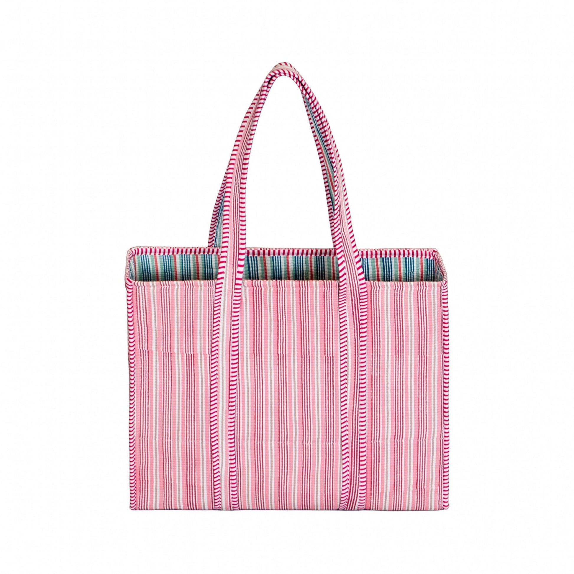 Blush Stripe Quilted Tote Bag - Haute Dreamz