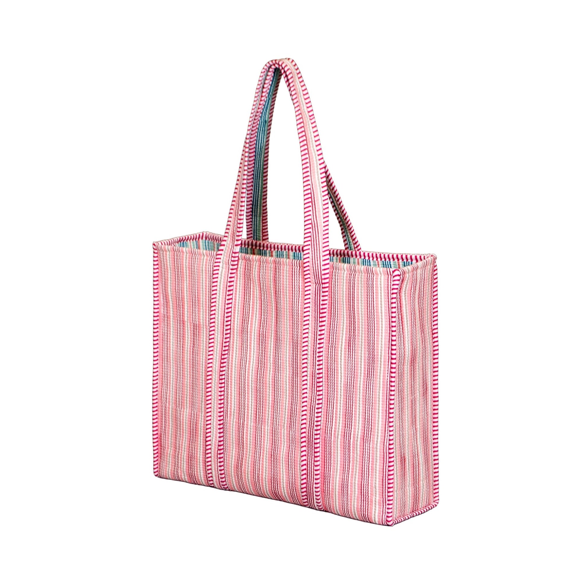 Blush Stripe Quilted Tote Bag - Haute Dreamz