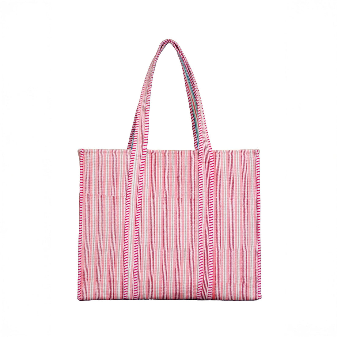 Blush Stripe Quilted Tote Bag - Haute Dreamz