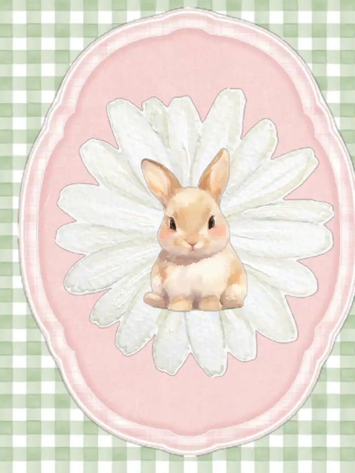 Bunny Flower on Gingham - Short Sleeve Notch Collar Shirt & Short PJ set - Haute Dreamz