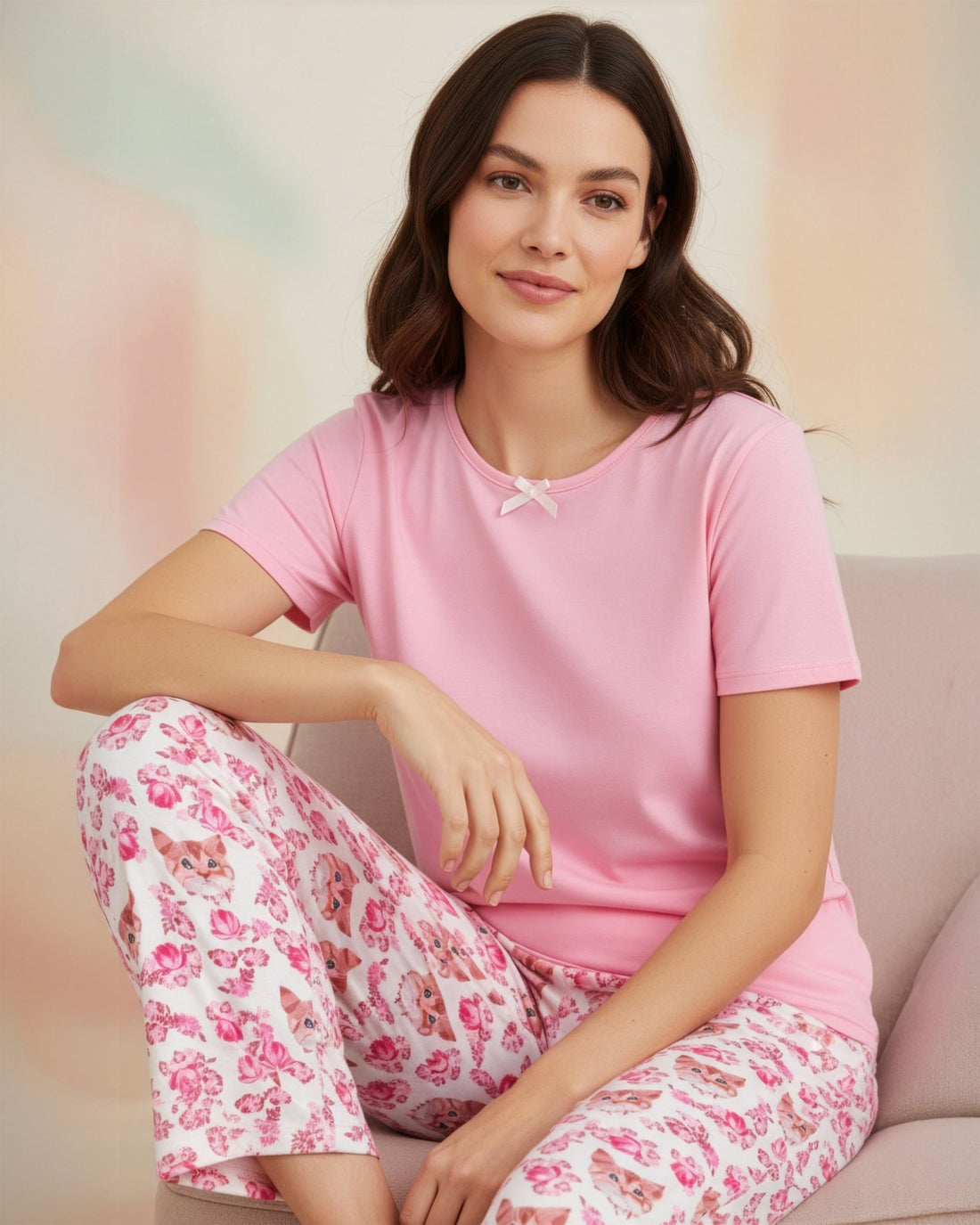 Cat Lover Capri Pajama Set - Haute Dreamz