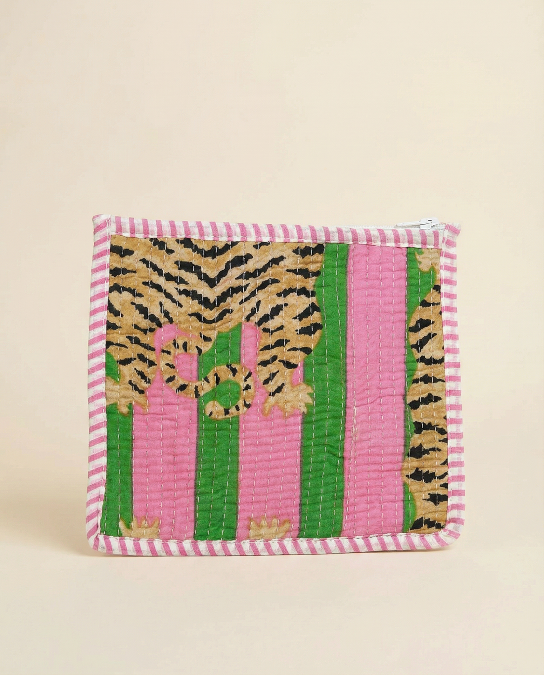 Pink Tiger Stripe Quilted Pouch