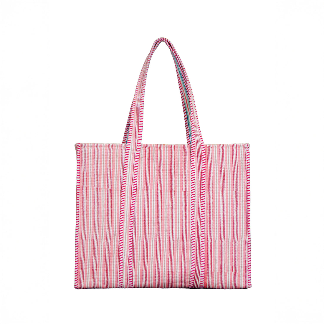 Blush Stripe Quilted Tote Bag