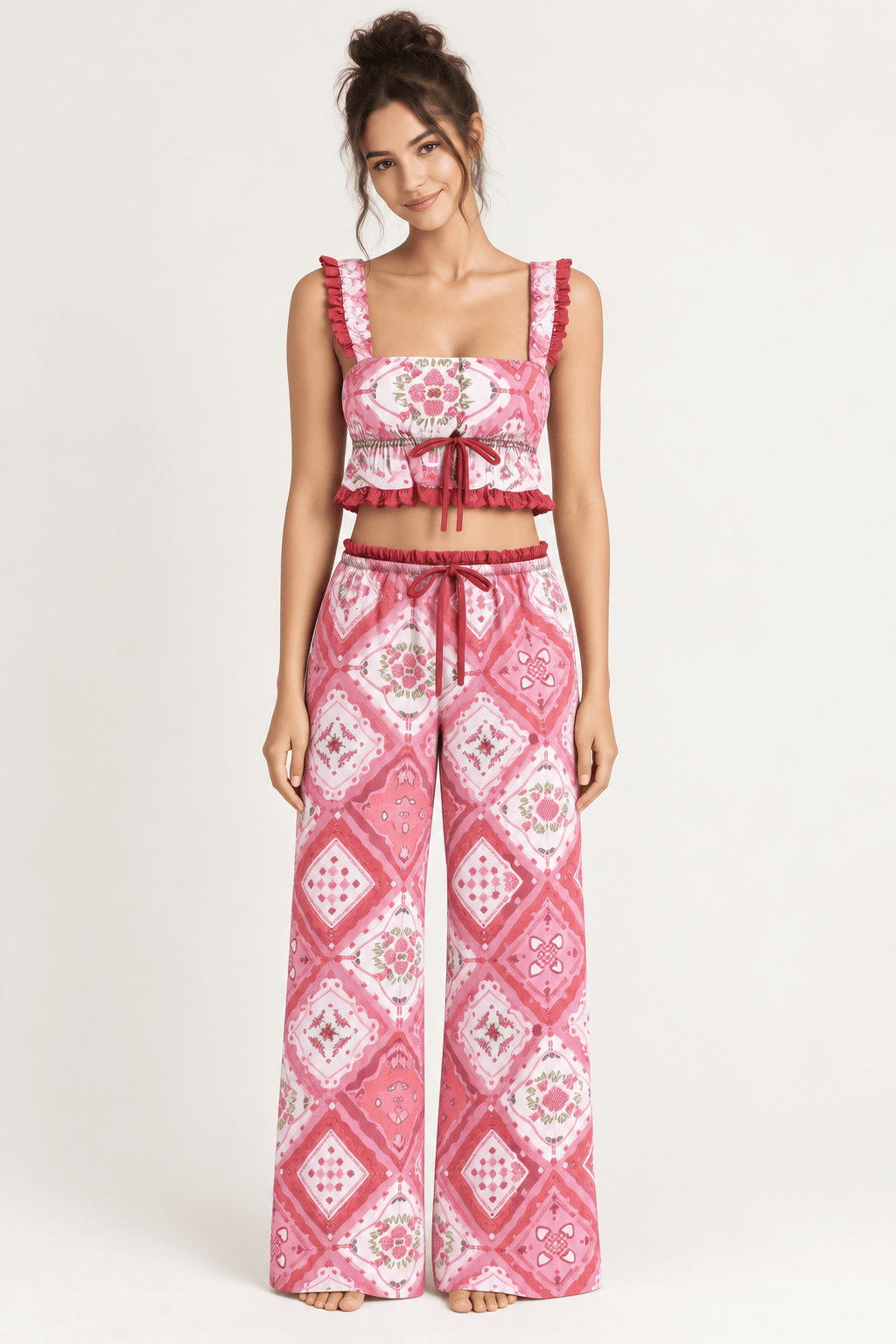 FLORAL PRINT CROP CAMI PJ SET - Haute Dreamz