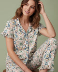Golden Petal Notch Collar Pajama Set - Haute Dreamz