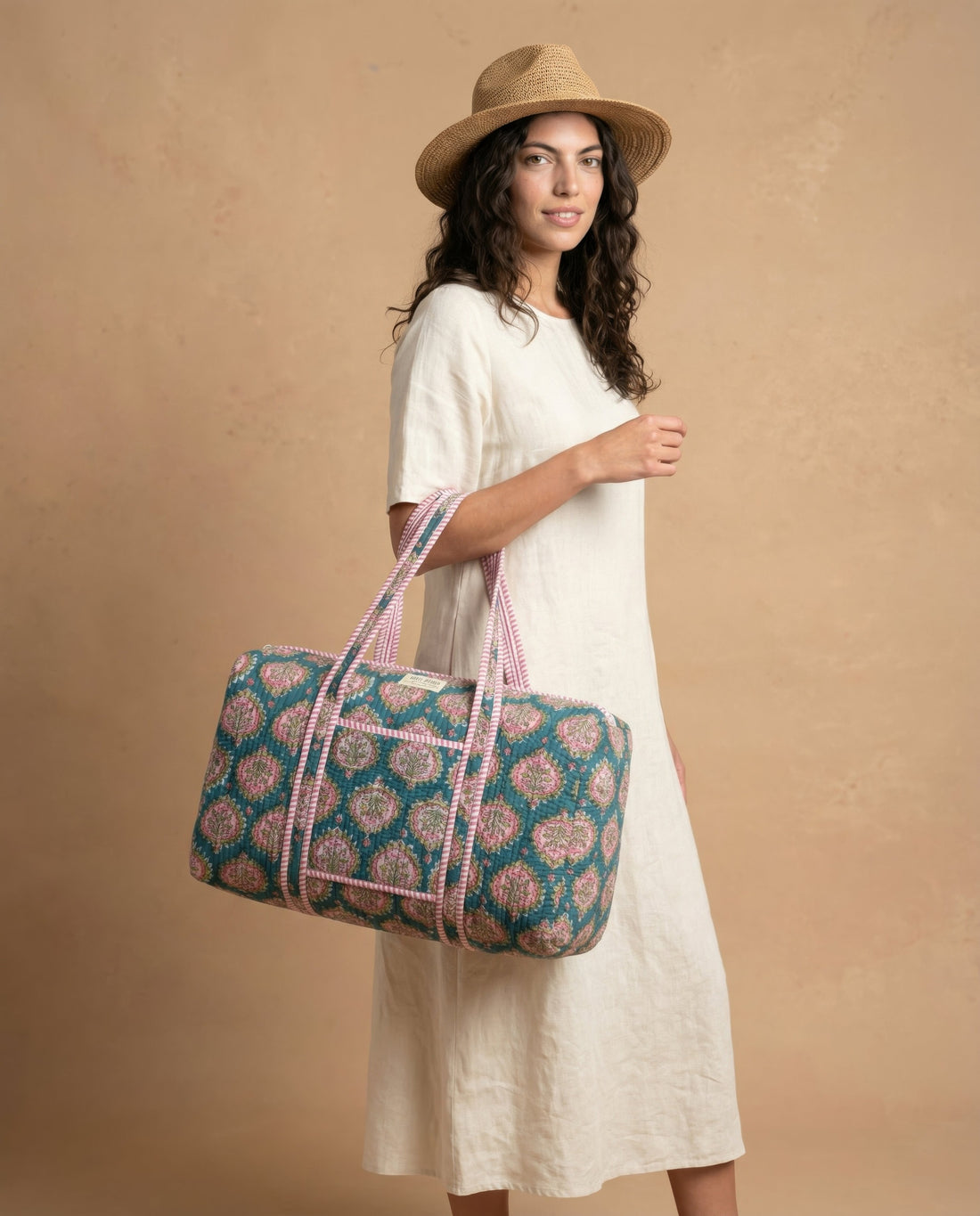 Emerald Petal Quilted Weekender