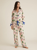 Long Seelve Tie trim Pj Set - Whimsical Chicken garden - Haute Dreamz