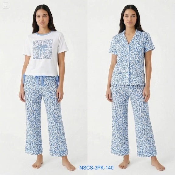 MAMA Notch Collar PJ set w/ Cute Top - 3PK - Haute Dreamz