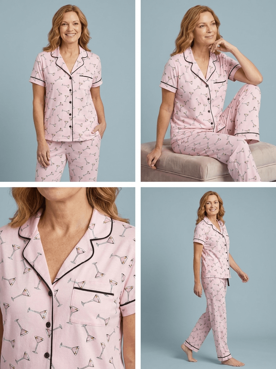 Marshmallow Pink Martini Notch Collar Pant Set - Haute Dreamz