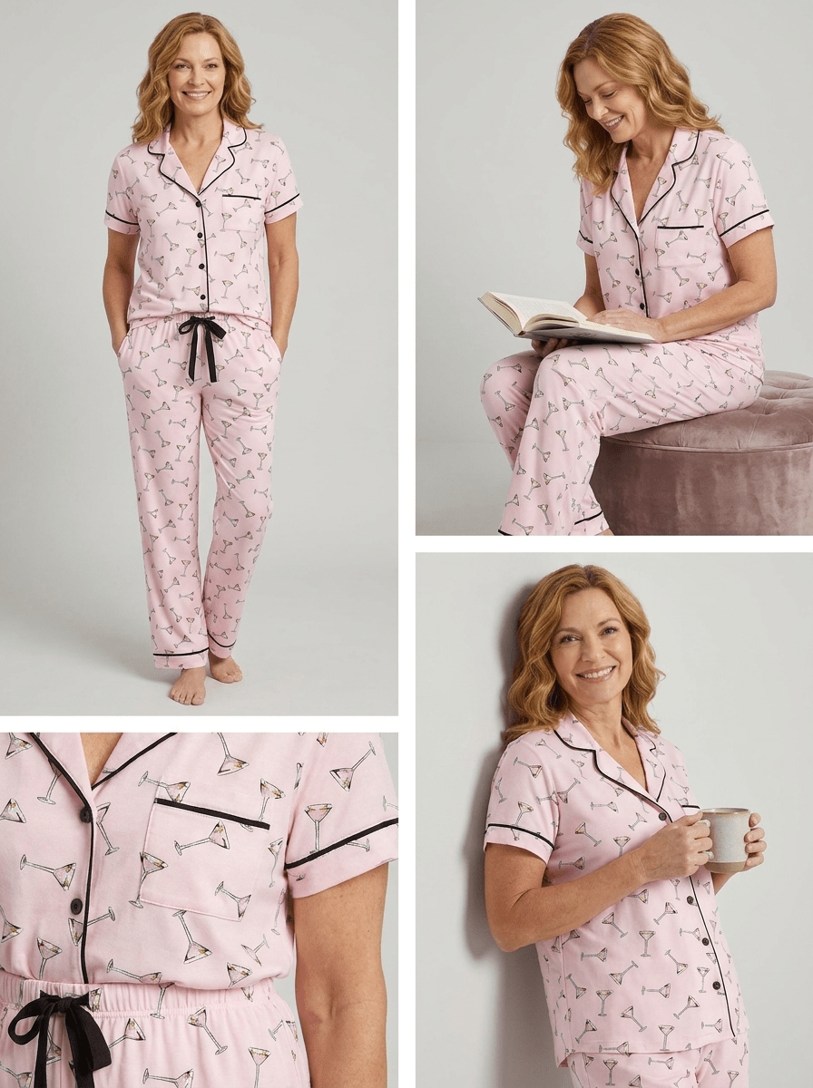 Marshmallow Pink Martini Notch Collar Pant Set - Haute Dreamz