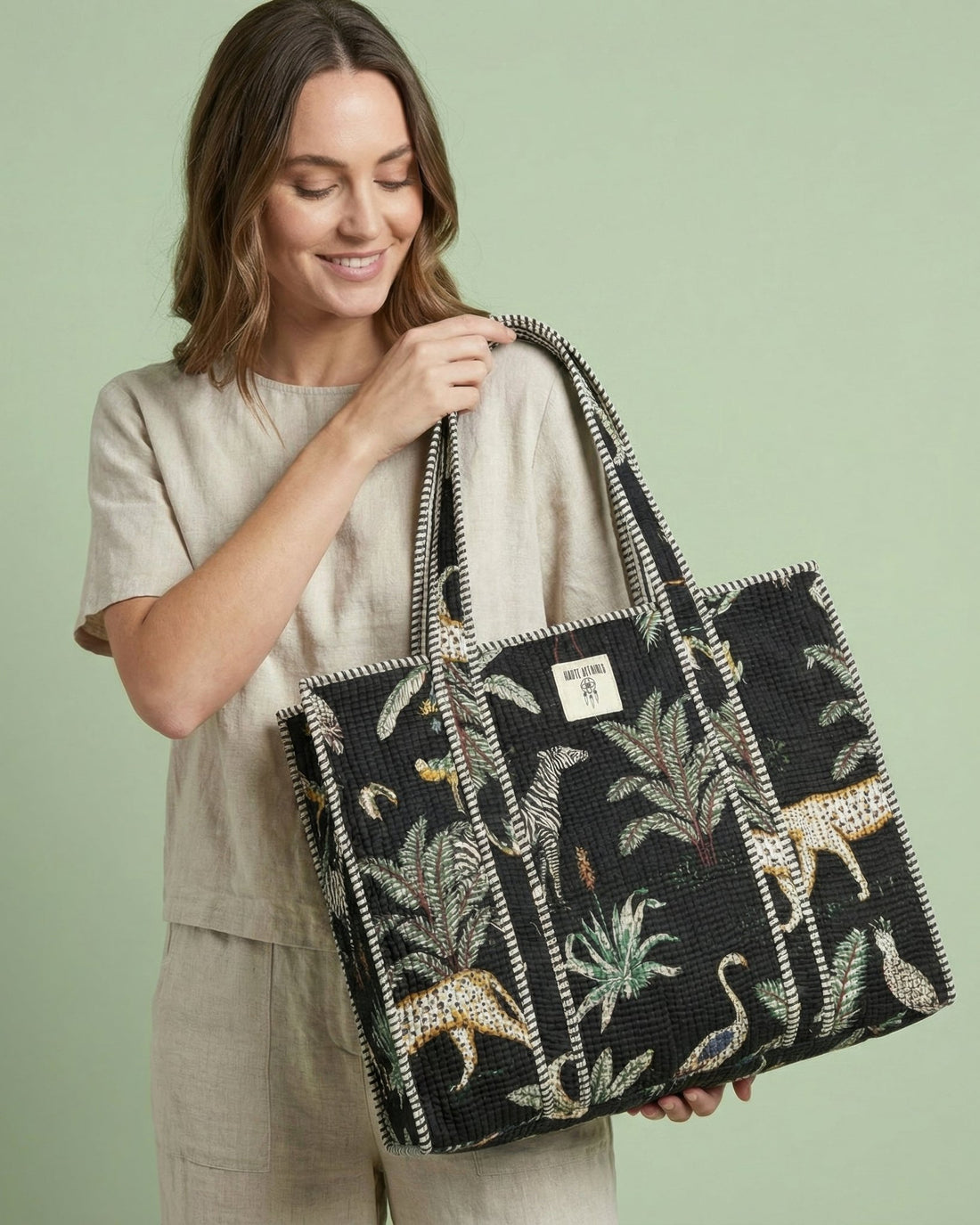 Midnight Jungle Quilted Tote Bag - Haute Dreamz