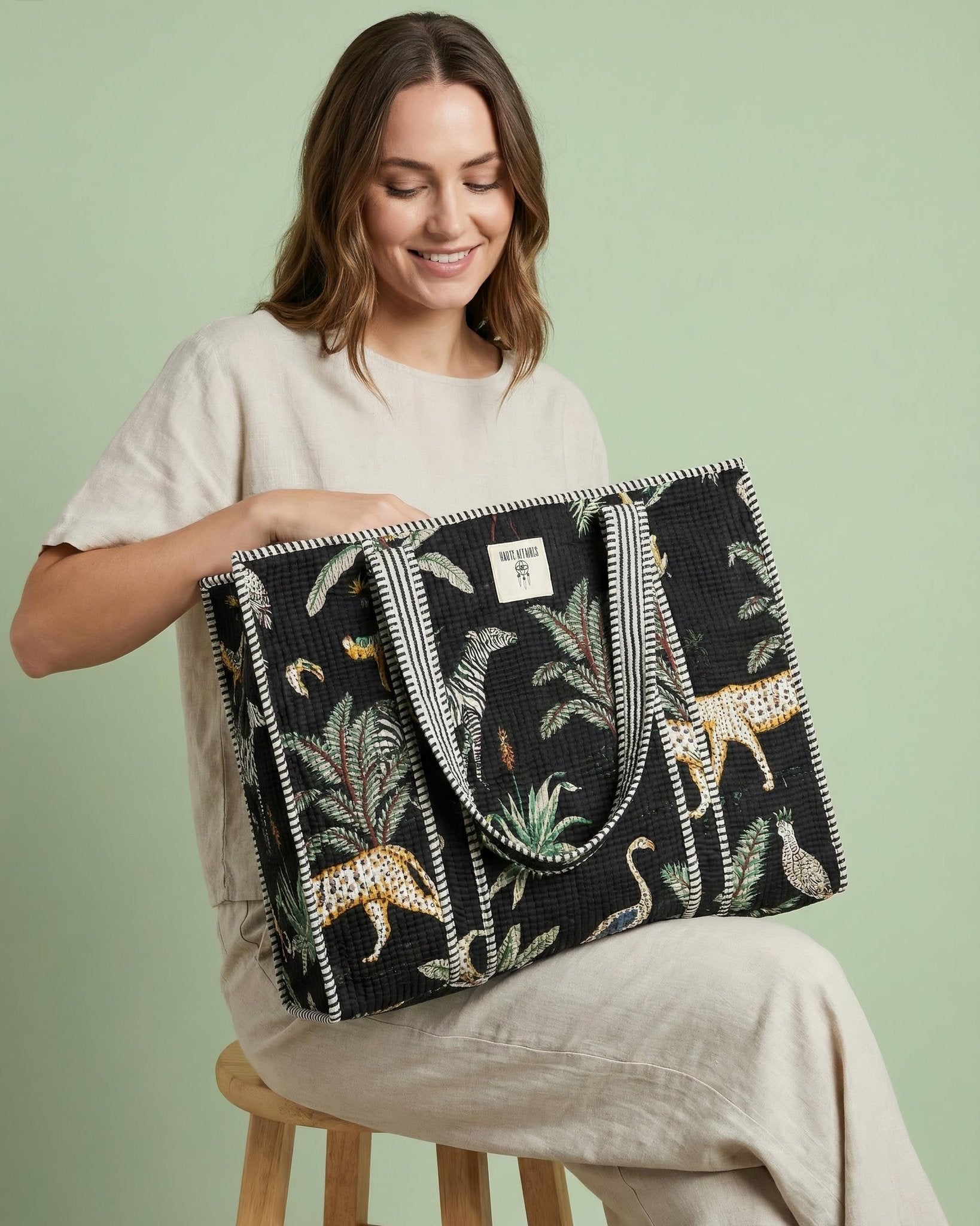 Midnight Jungle Quilted Tote Bag - Haute Dreamz