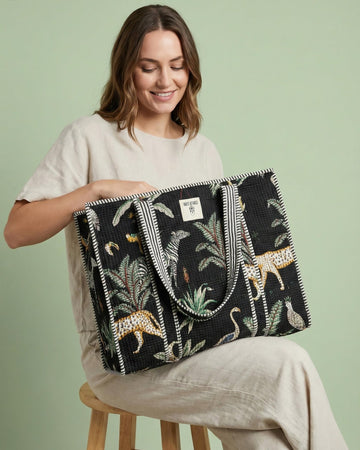 Midnight Jungle Quilted Tote Bag - Haute Dreamz