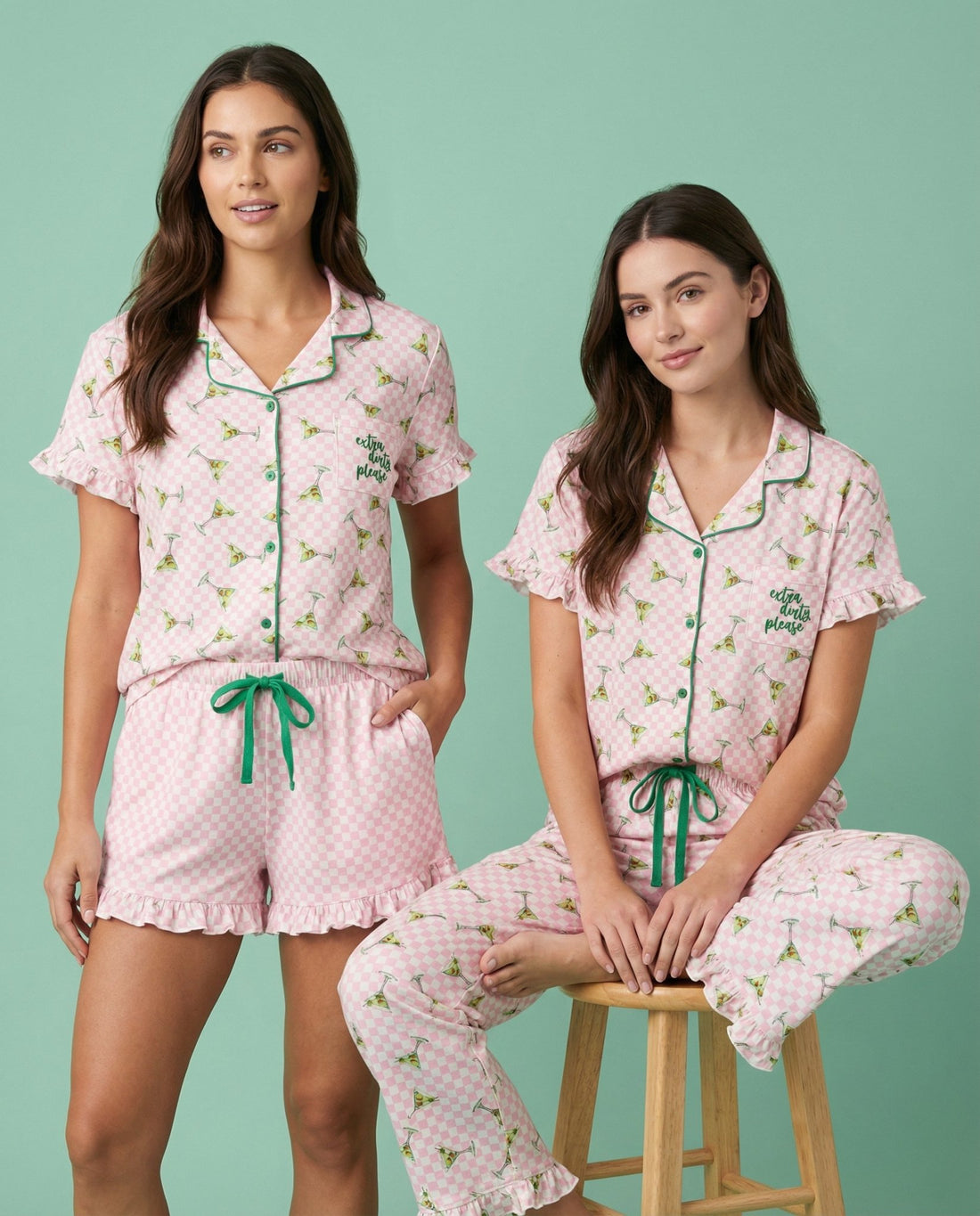 Pink Dirty Martini 3 - Piece Frilly Pajama Set - Haute Dreamz