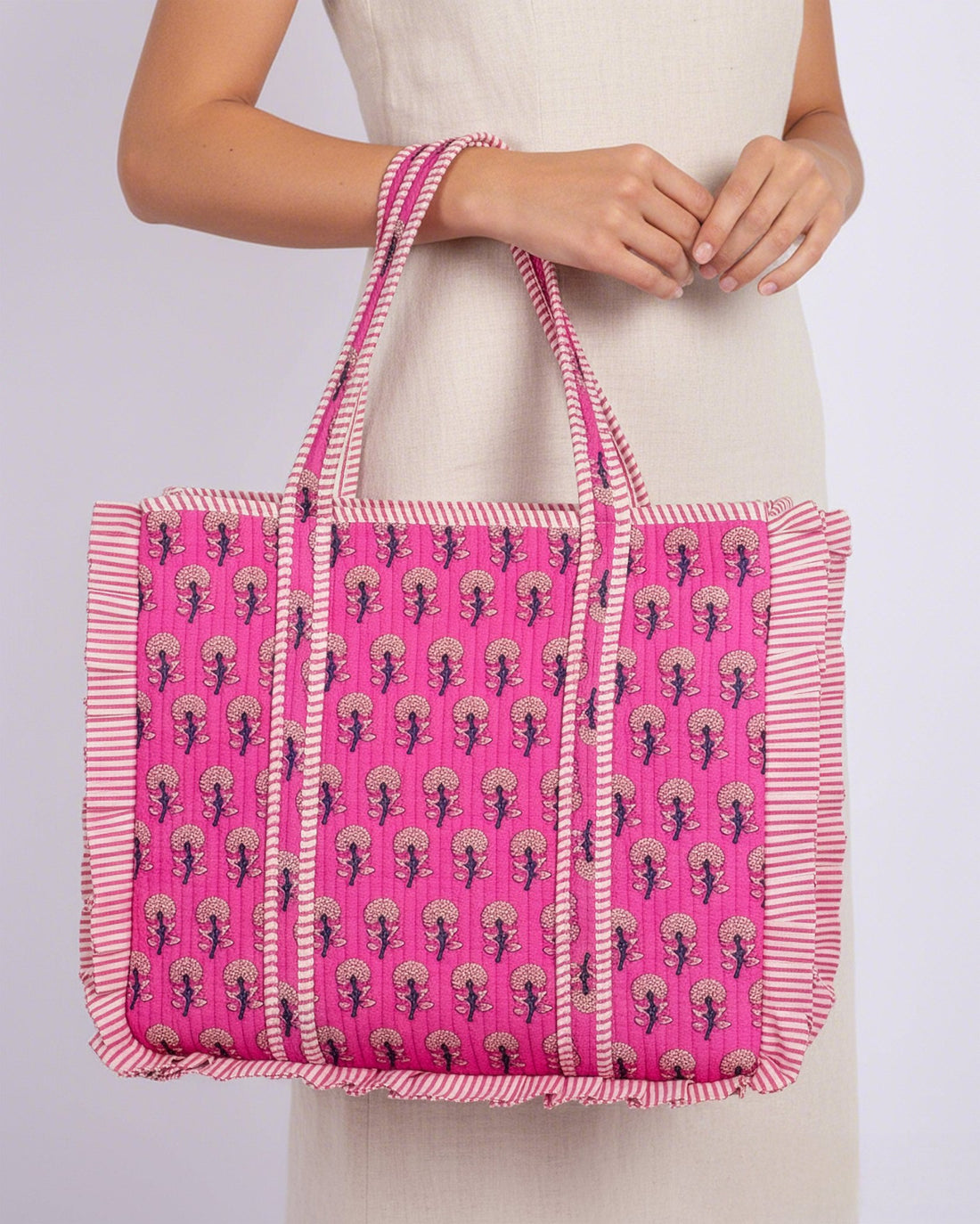 Pink Floral Quilted Tote Bag - Haute Dreamz
