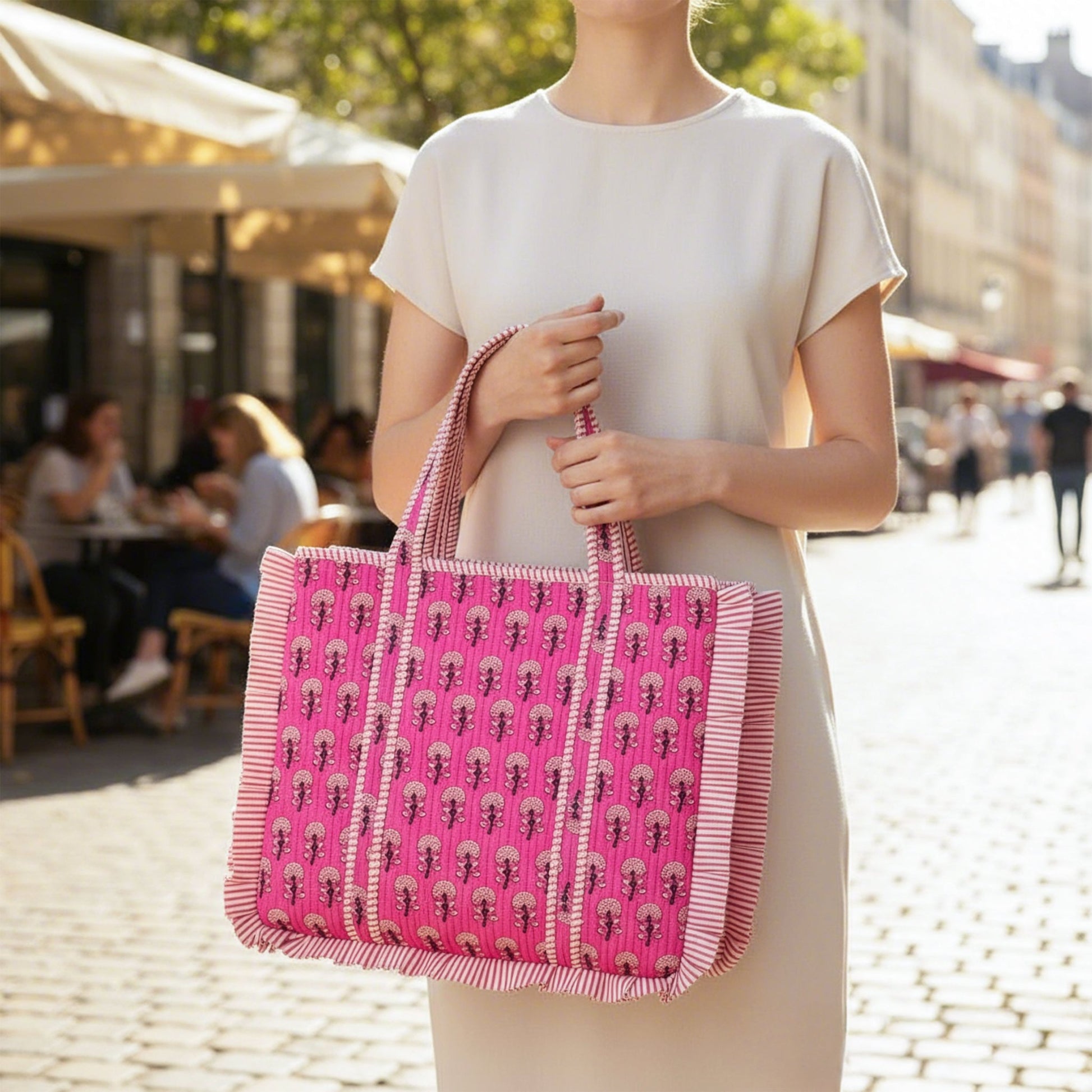 Pink Floral Quilted Tote Bag - Haute Dreamz