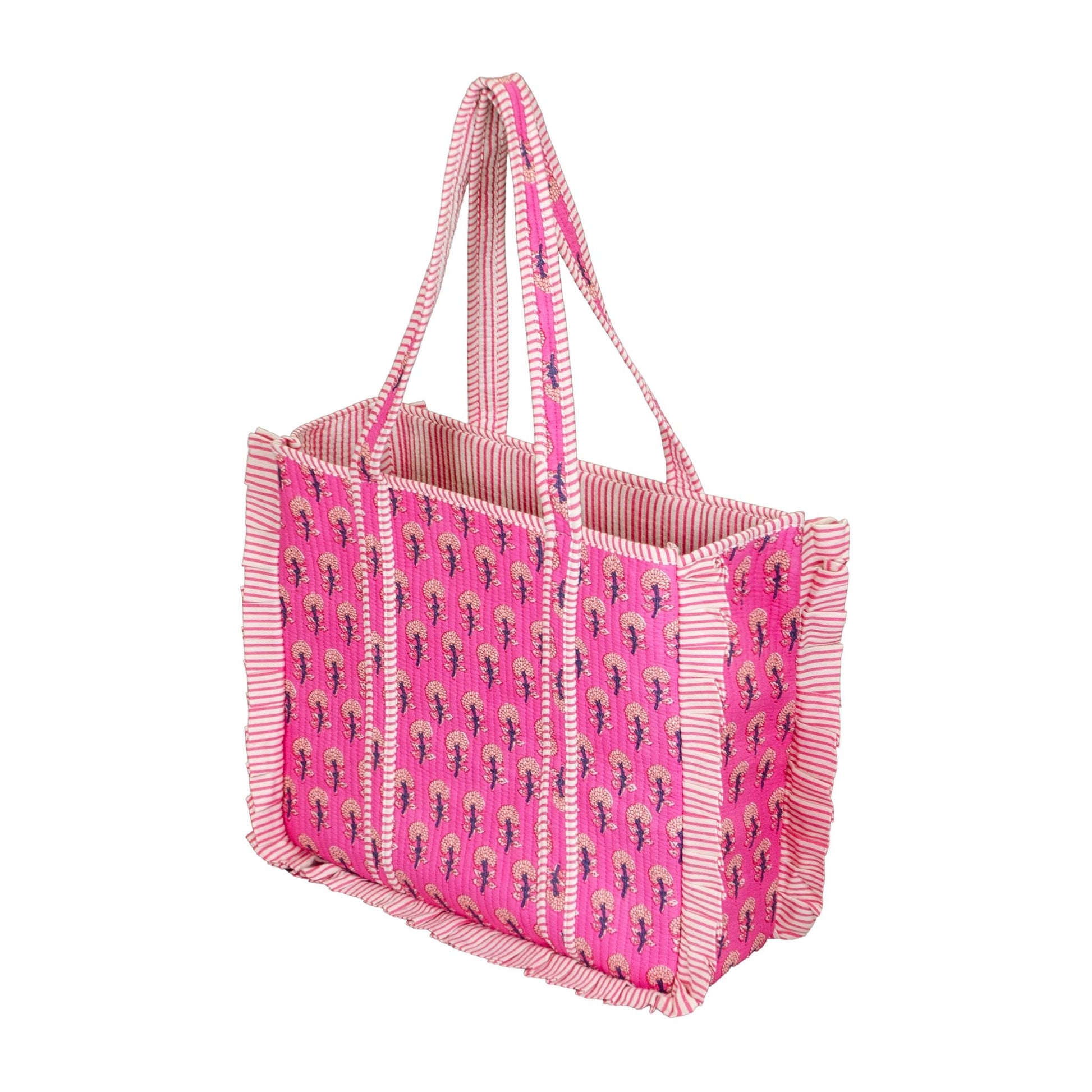 Pink Floral Quilted Tote Bag - Haute Dreamz