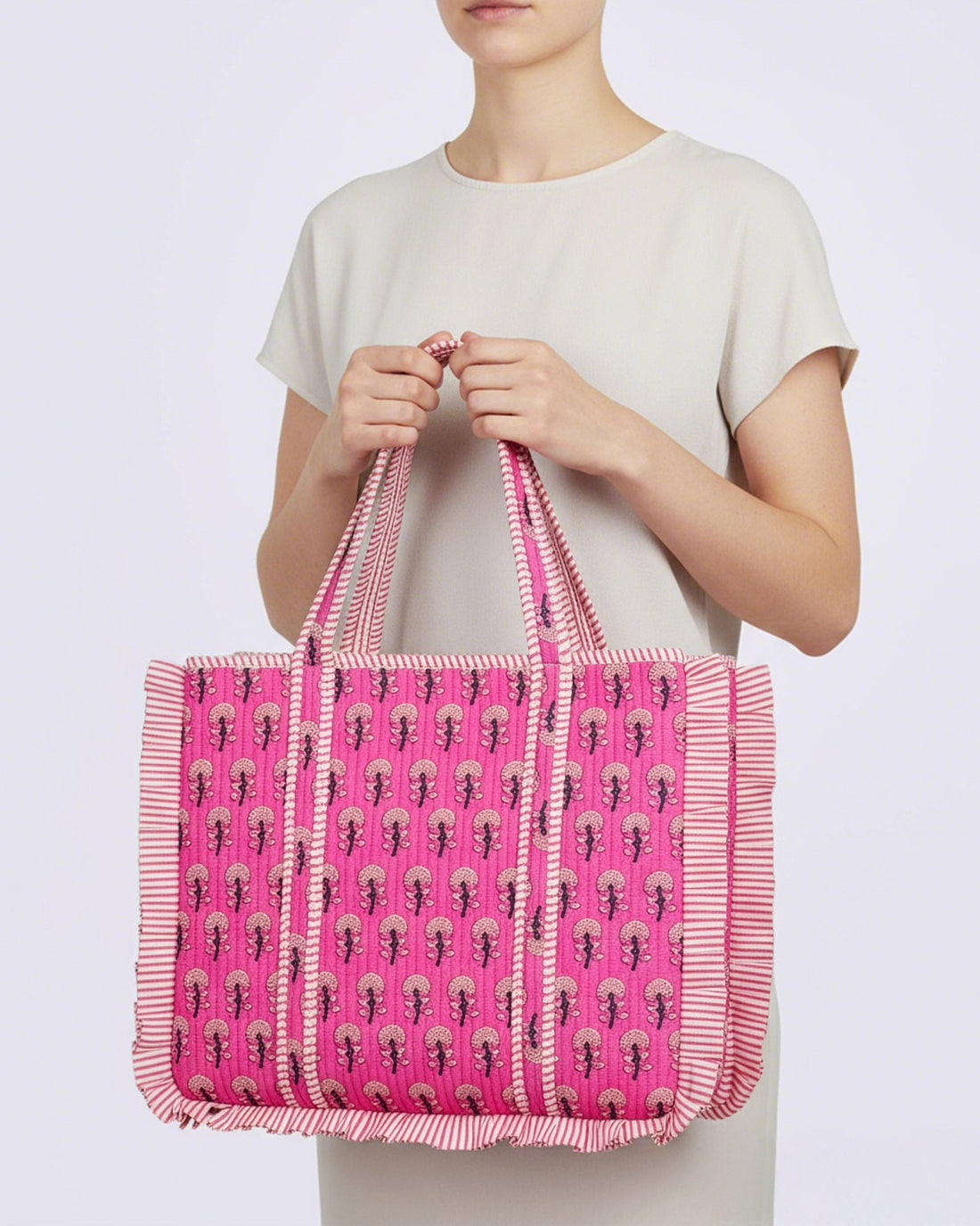 Pink Floral Quilted Tote Bag - Haute Dreamz