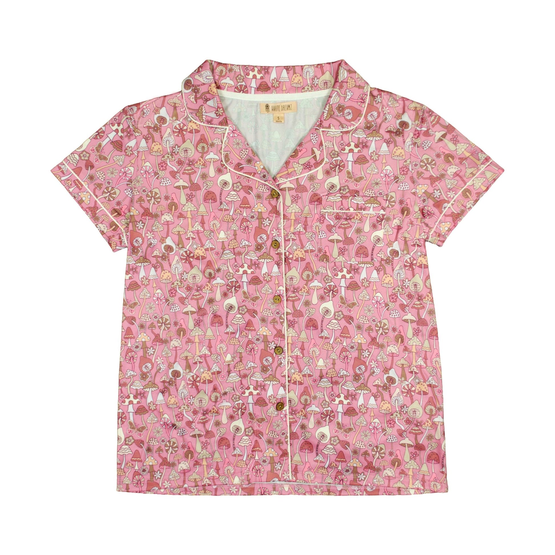 Pink Mushroom Notch Collar Short Set - Haute Dreamz