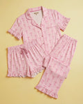Pink Romantic Bow 3 - Piece Frilly Pajama Set - Haute Dreamz