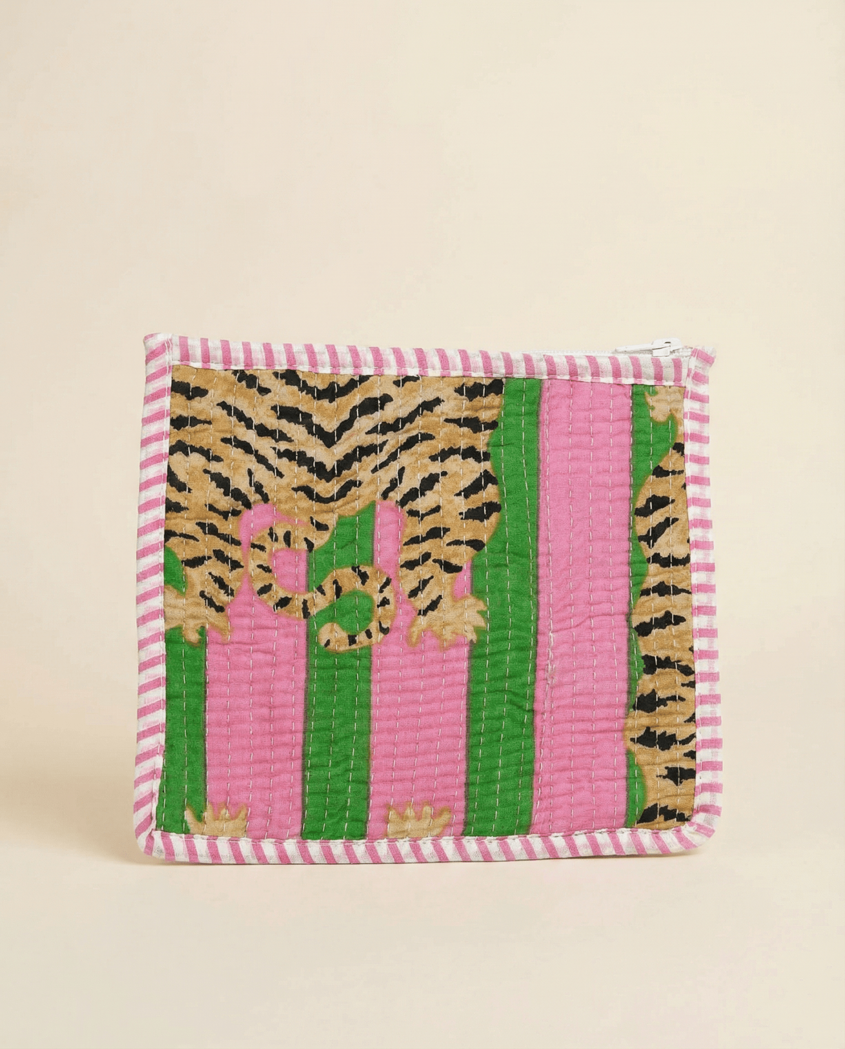 Pink Tiger Stripe Quilted Pouch - Haute Dreamz
