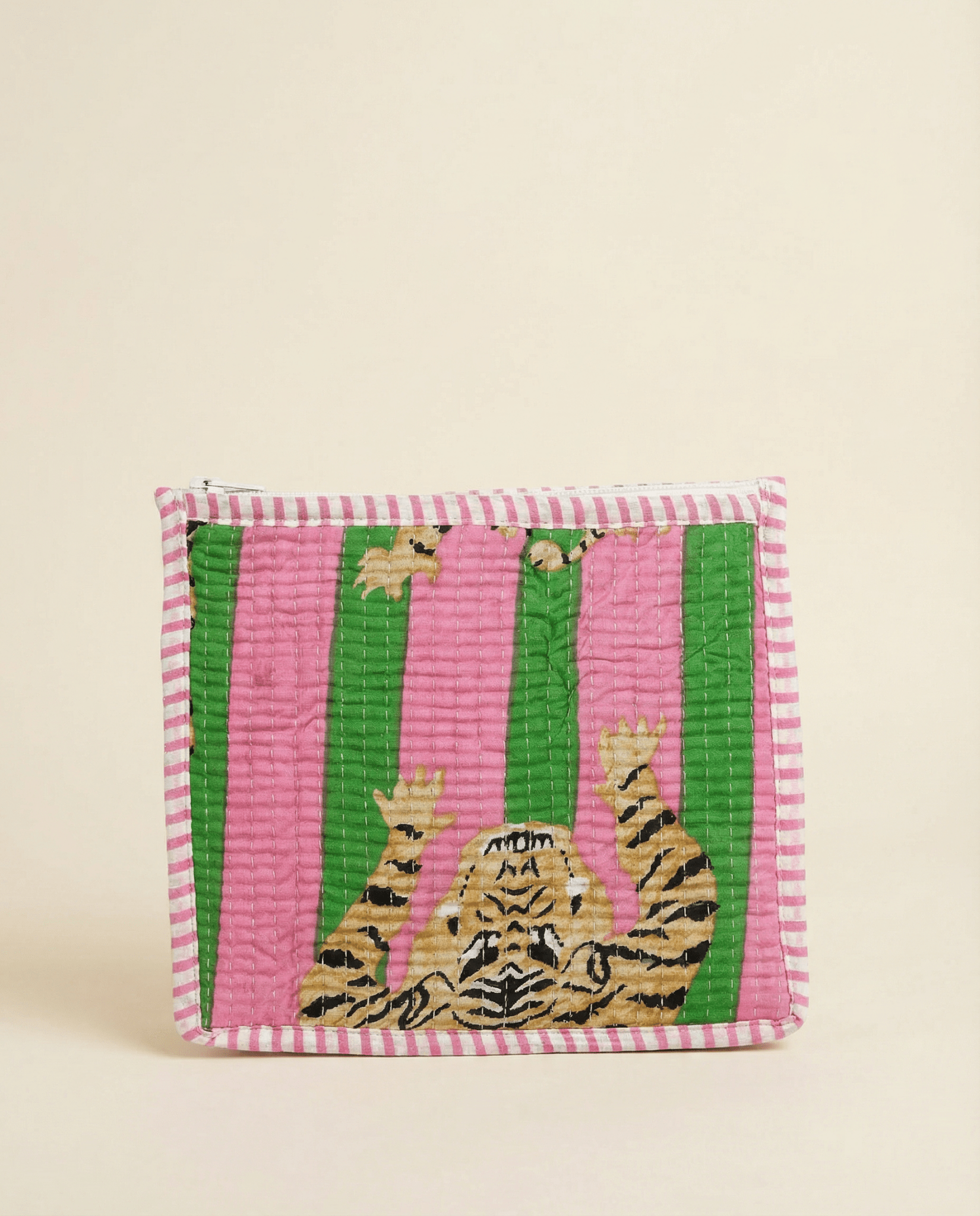 Pink Tiger Stripe Quilted Pouch - Haute Dreamz