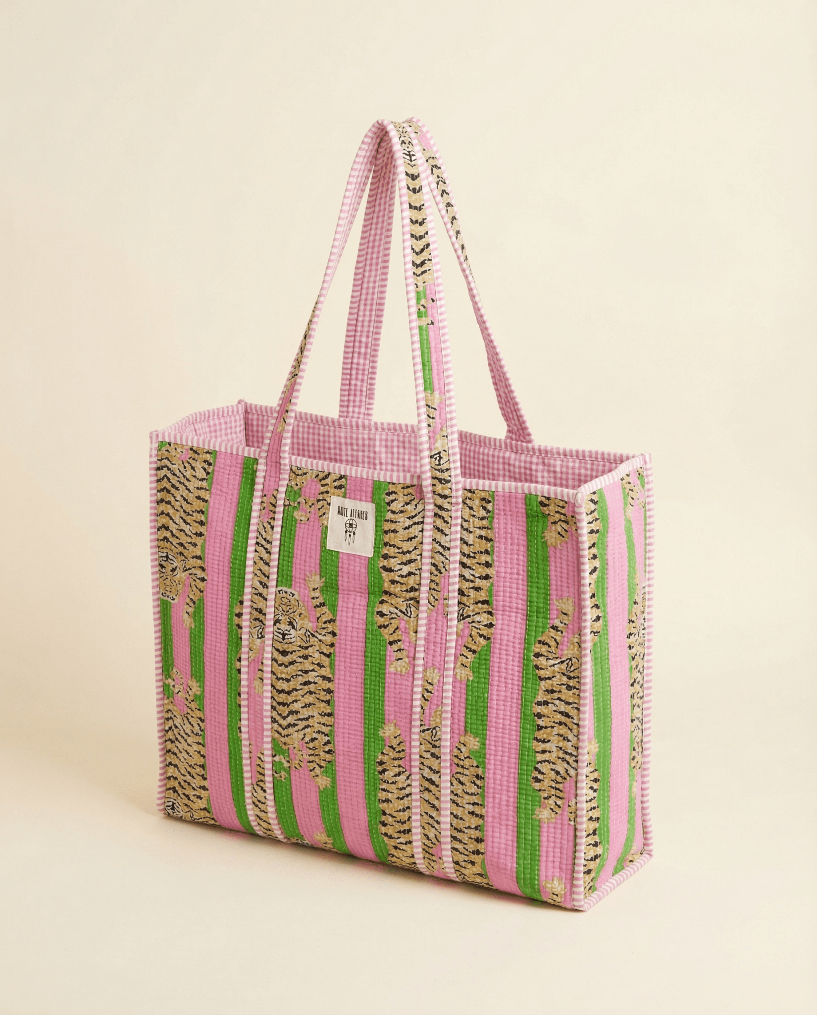 Pink Tiger Stripe Quilted Tote Bag - Haute Dreamz