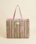 Pink Tiger Stripe Quilted Tote Bag - Haute Dreamz