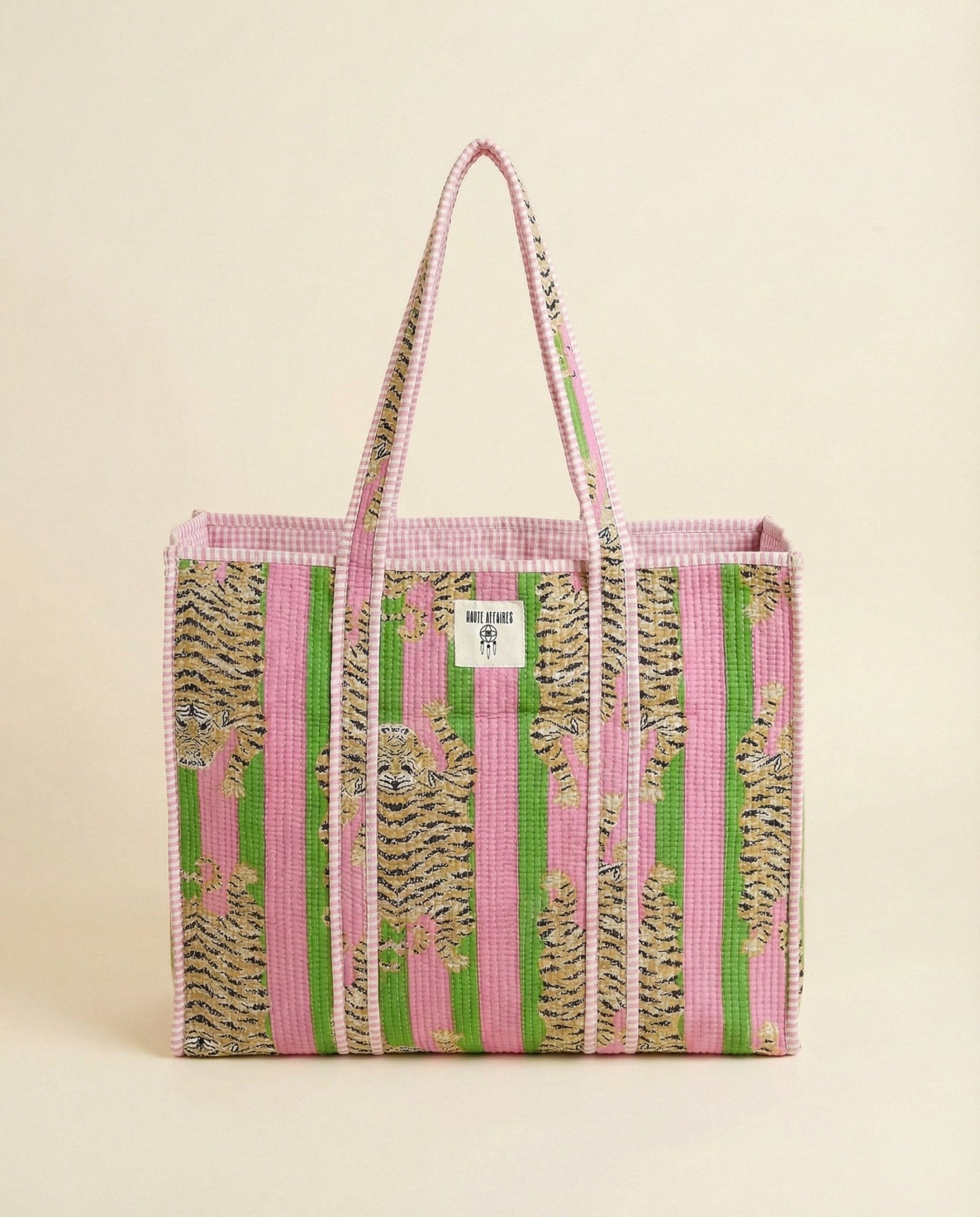 Pink Tiger Stripe Quilted Tote Bag - Haute Dreamz