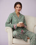 Romantic Ditsy Stripe Notch Collar Set - Haute Dreamz