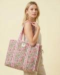 Rose Garden Block - Print Quilted Tote Bag - Haute Dreamz