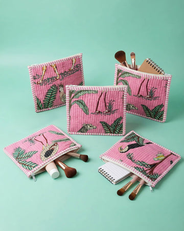 Savanna Pink Quilted Pouch - Haute Dreamz