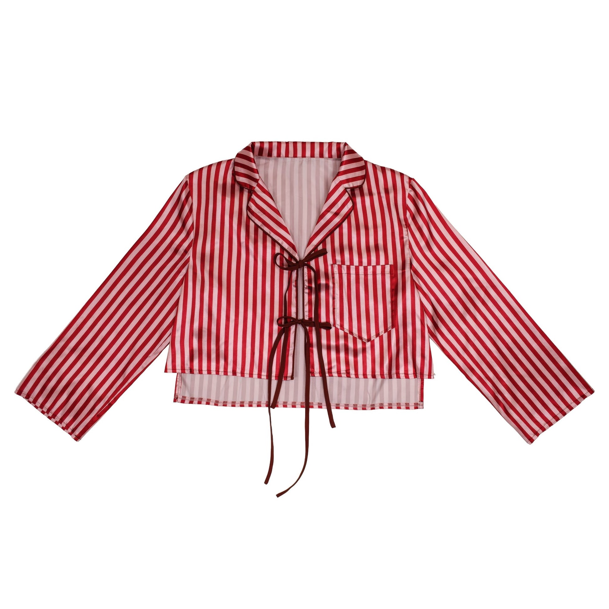 Striped Boxy Collar Tie Top & Boxer Set - Haute Dreamz