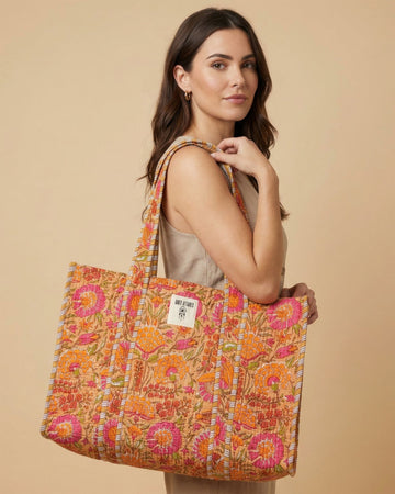 Sunset Bloom Quilted Tote Bag - Haute Dreamz