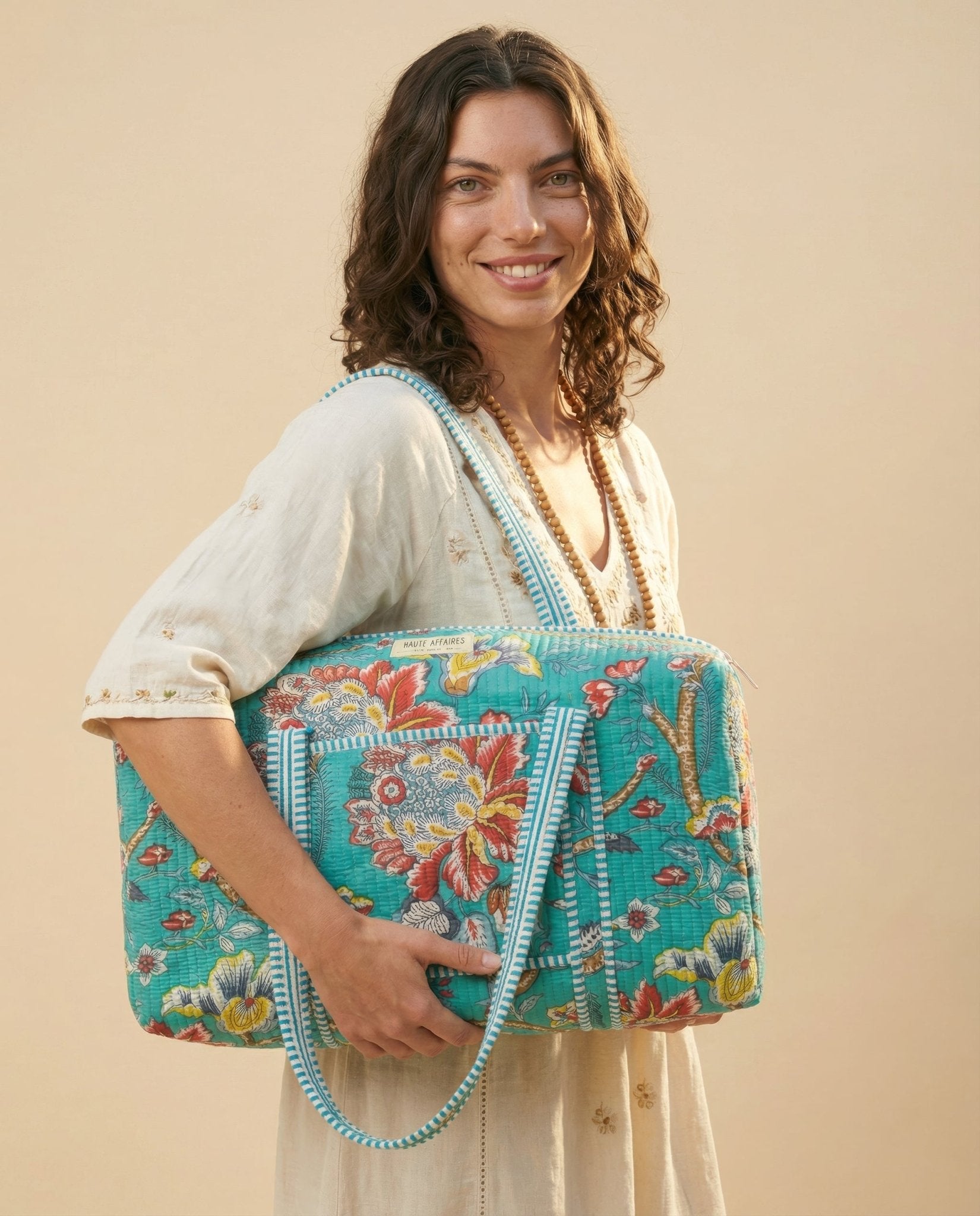 Turquoise Bloom Quilted Weekender - Haute Dreamz