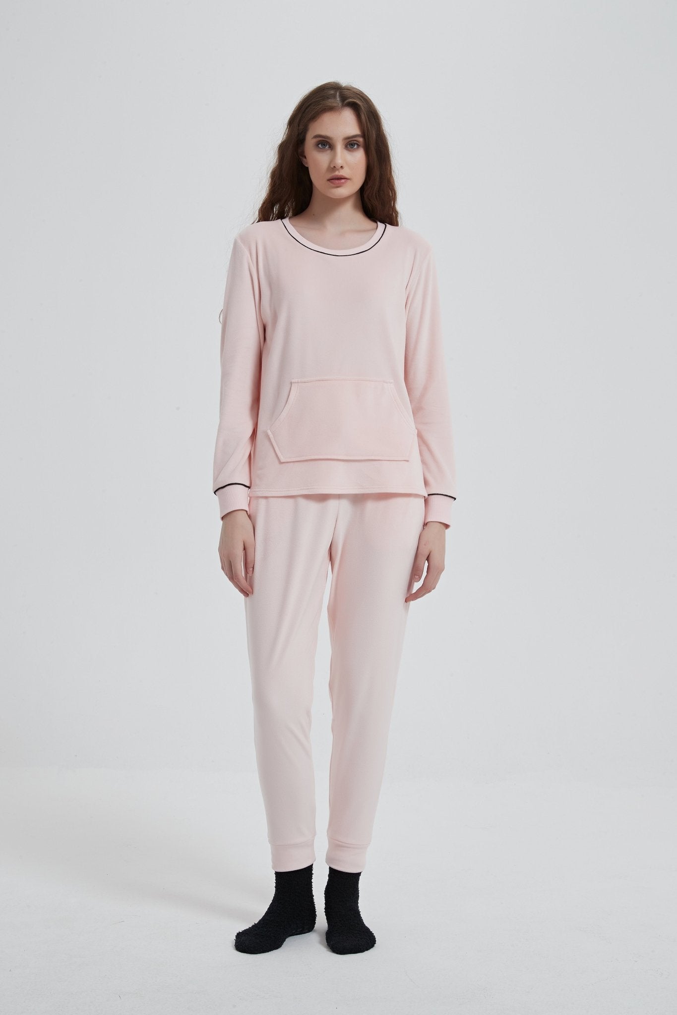 Velour Plush Jogger PJ Set with Socks - Haute Dreamz