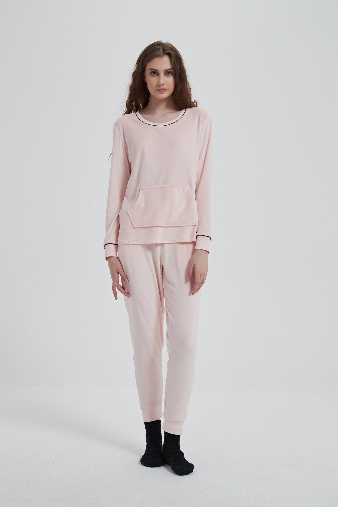 Velour Plush Jogger PJ Set with Socks - Haute Dreamz