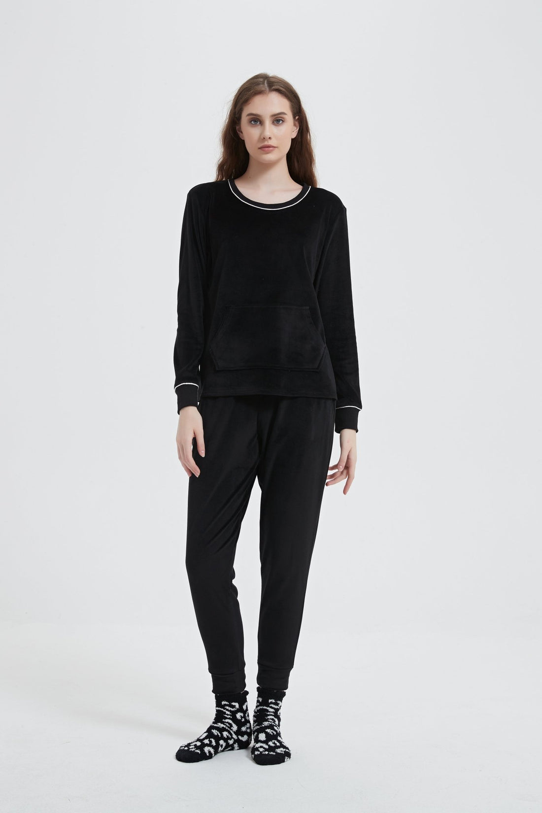 Velour Plush Jogger PJ Set with Socks - Haute Dreamz