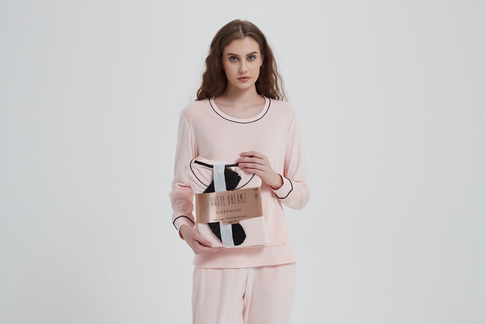 Velour Plush Jogger PJ Set with Socks - Haute Dreamz