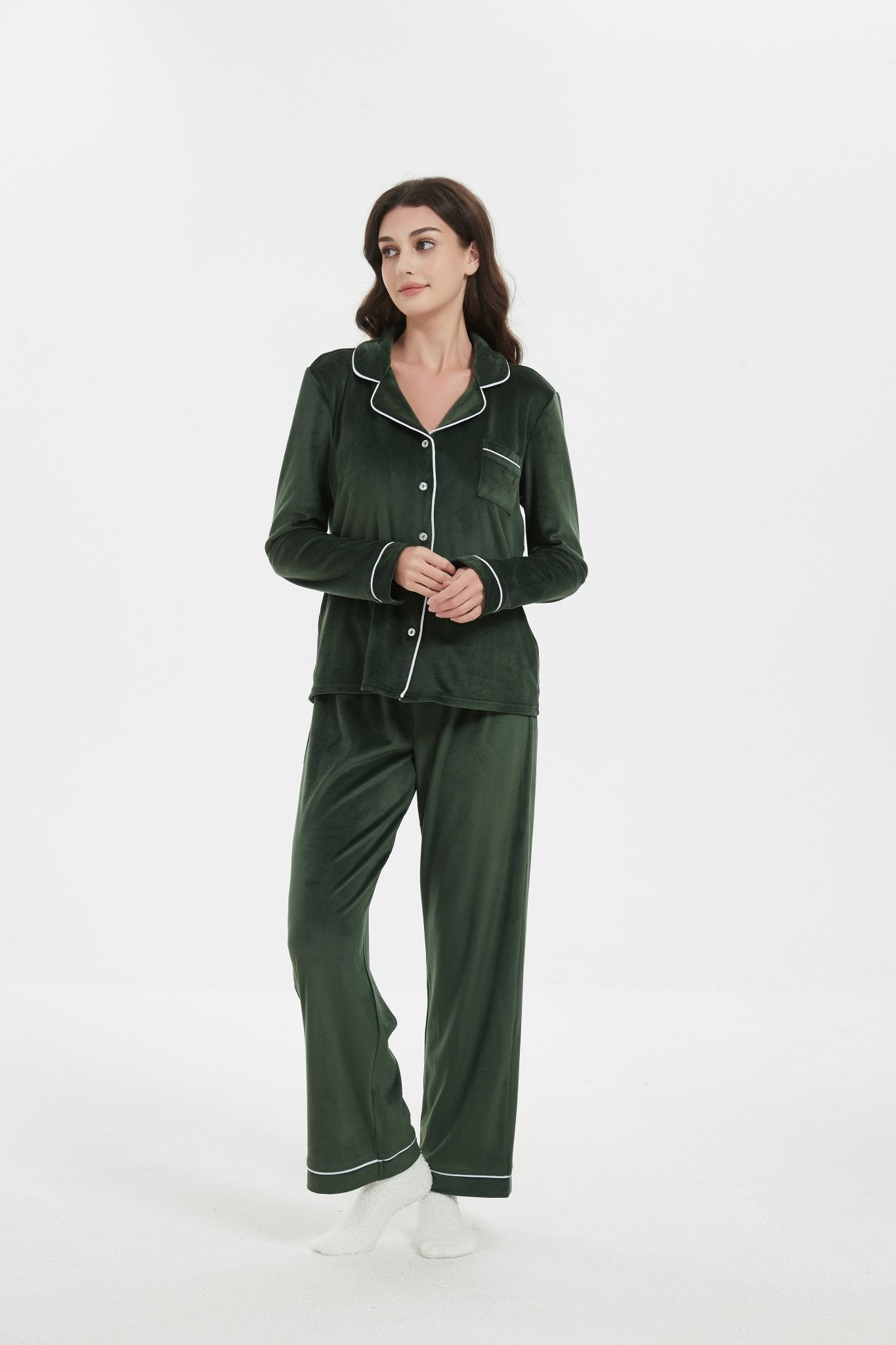Velour Plush Pajama Set with Socks - Haute Dreamz