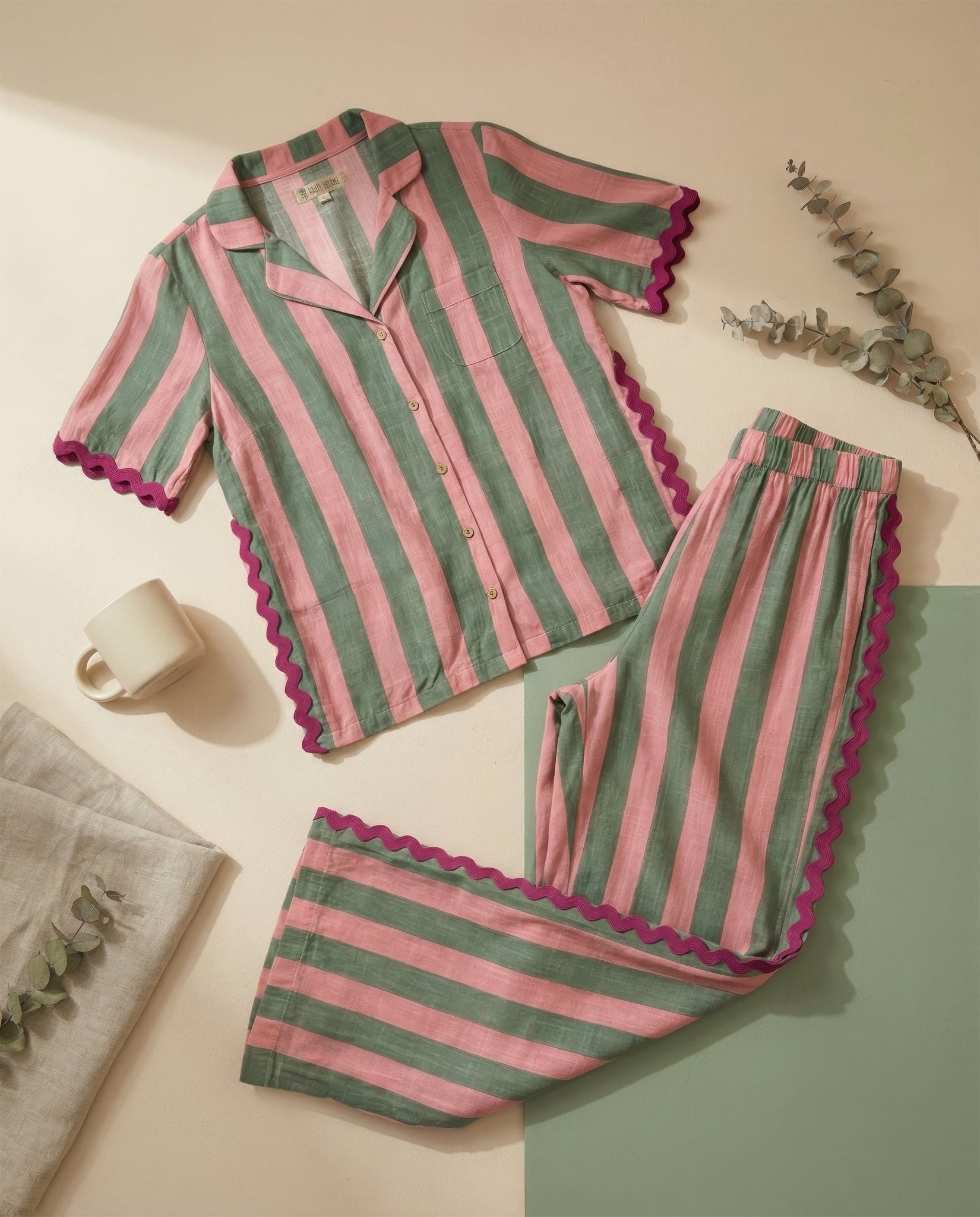 Watermelon Stripe Ric Rac Pajama Set (Coming Soon) - Haute Dreamz